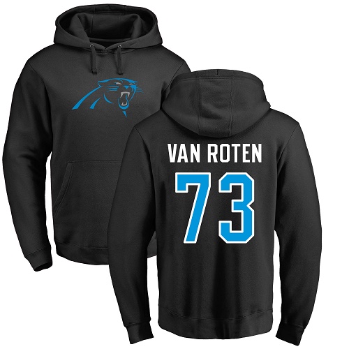 Carolina Panthers Men Black Greg Van Roten Name and Number Logo NFL Football #73 Pullover Hoodie Sweatshirts